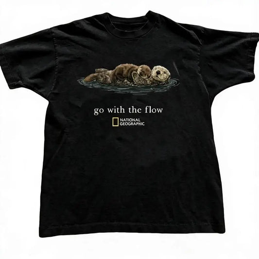 100% Cotton "Go with the Flow" Unisex T-Shirt, Gift, Cute Tops, Tops For Women Boxy Tee