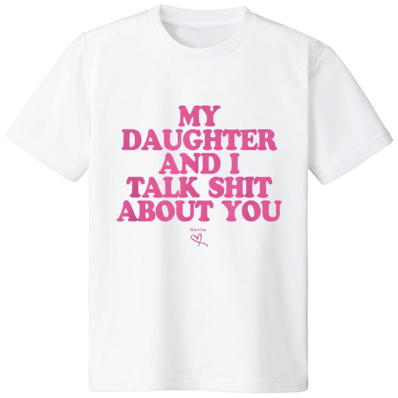 Men's 100% Cotton Breathable Crew Neck Short-Sleeve Relaxed Fit Tshirt - Unisex Retro Text Print Top, Funny "My Daughter and I Talk Shit About You" Mom Personalized Name Birthday Gift, Easy to Care For