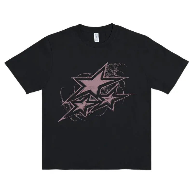 Men's Breathable Cotton Crew Neck Short-Sleeve Fitted Graphic T-Shirt - Grunge Print, Retro 2000s Casual Menswear, TikTok Trending Streetwear, Machine Washable, Moderate Tailored Cut Gift Option
