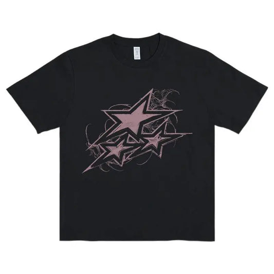 Men's Breathable Cotton Crew Neck Short-Sleeve Fitted Graphic T-Shirt - Grunge Print, Retro 2000s Casual Menswear, TikTok Trending Streetwear, Machine Washable, Moderate Tailored Cut Gift Option