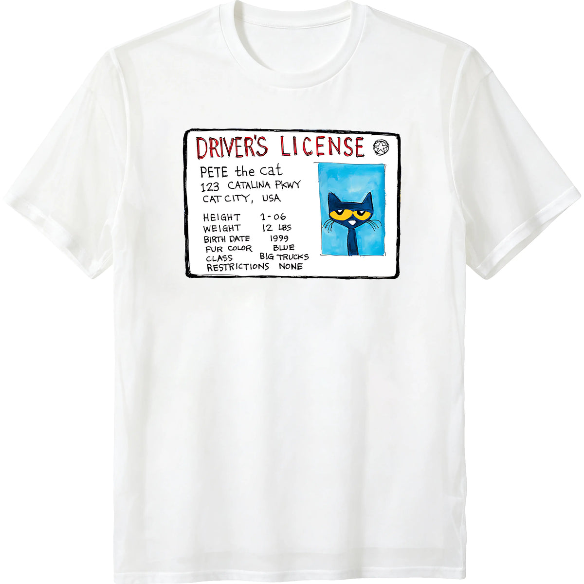 Petee The Cat Funny Driver Shirt, Petee The Cat Childhood Cartoon Tshirt, Petee Cat Back To School, Casual Crewneck Classic Collar Fabric, Adult funny T-shirt, Gift for Woman and Man