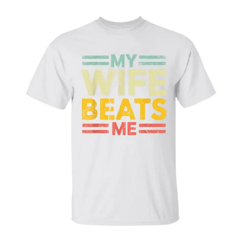 Men's Classic Short-Sleeve Stretchy Pure Cotton Round Neck Graphic T-Shirt - Tailored Cut, Breathable Fabric, Text Print Top, Funny Gift for Boyfriends, Unisex Casual Essential