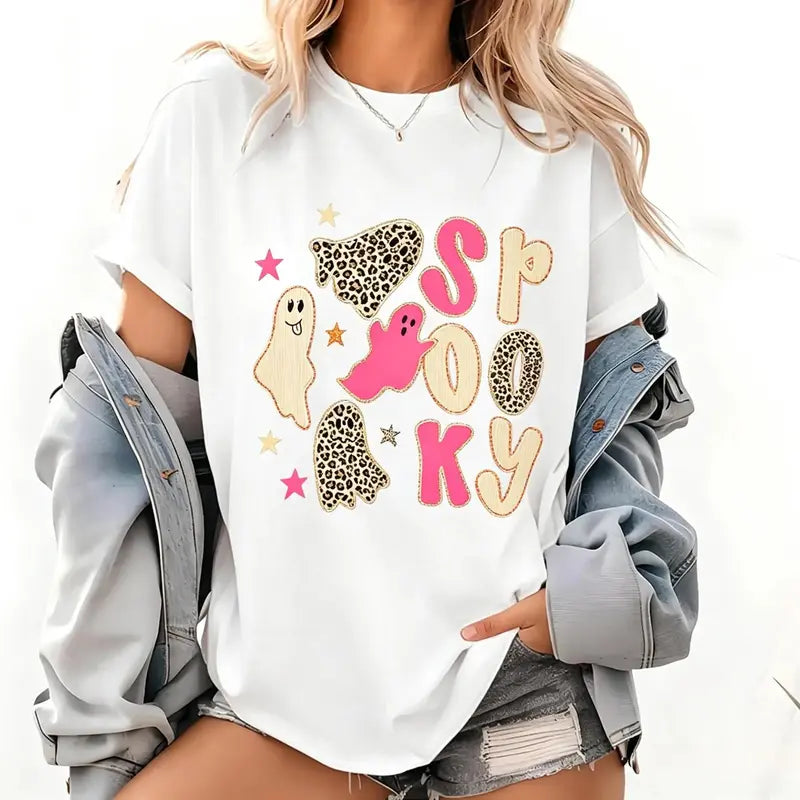 Spooky Ghost Shirt |       Halloween Ghost Tee |       Spooky Cheetah Tee |       Ghost Shirt |       Fall Reading Shirt |       Cute Halloween Tee graphic