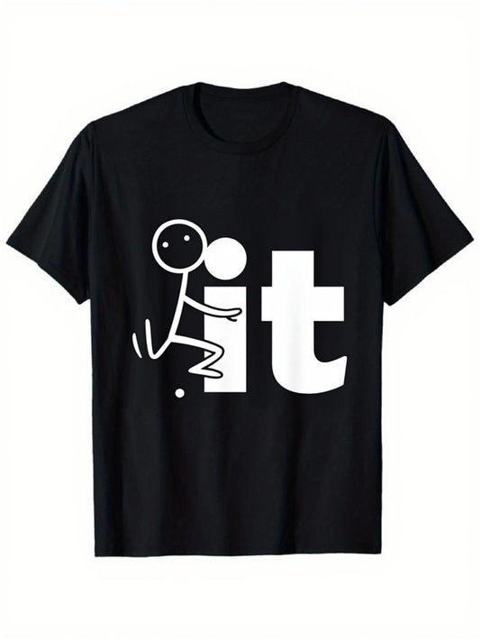 Men'S Heavyweight Pure Black Short-Sleeve T-Shirt, Loose Fit, Drop Shoulder, Versatile Basic Style, Casual Daily Wear, Commuting, Plus Size Top
