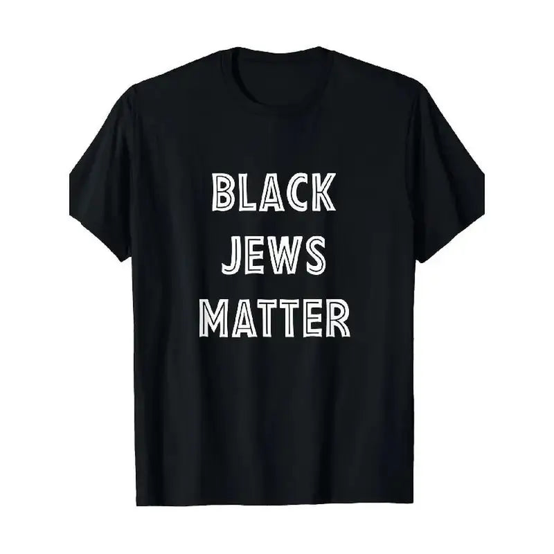 Black Jewish Faith Graphic T-Shirt, "Black Jews Matter" Religious Quote Tee with Passover Hanukkah Theme, Casual Short Sleeve Round Neck Menswear Top Classic Cotton Basic Day