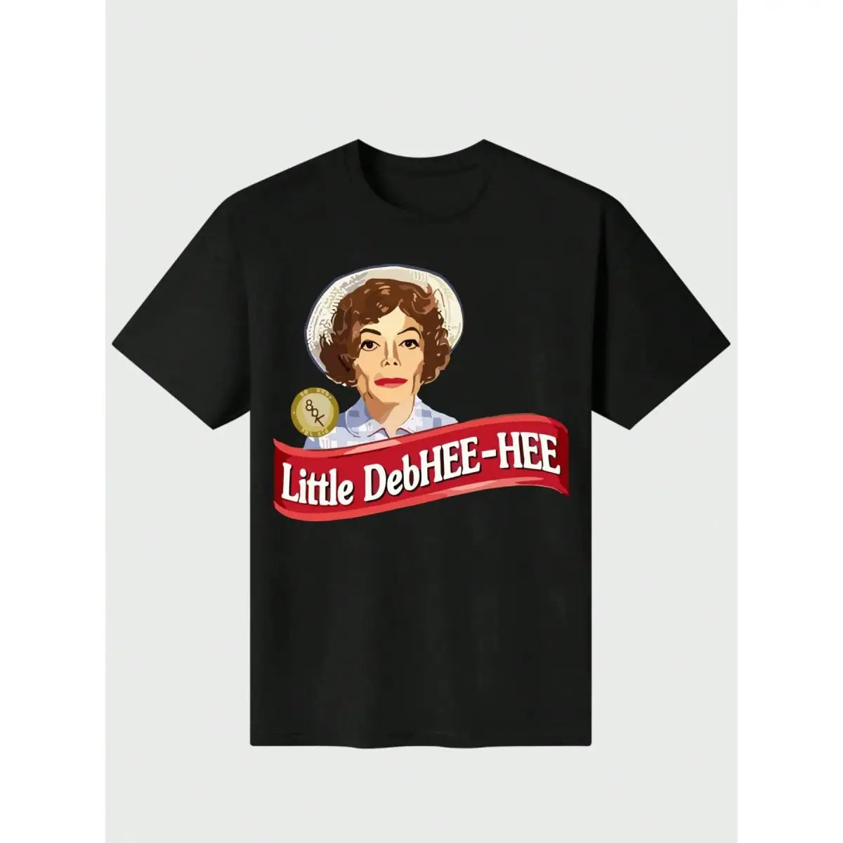 Men's Little Debhee Hee Debbie Parody Meme Fitted T-Shirt, 180g Pure Heavy Cotton Fabric, Digital Print Male Clothing Funny Casual Top