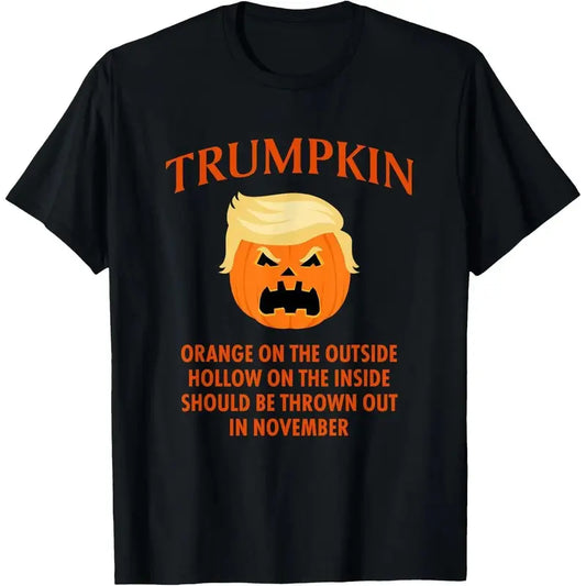 Trumpkin Halloween T-Shirt Sarcastic Anti Trump Graphic Tee Funny Political Pumpkin Shirt Novelty Fall Election Humor Unisex Cotton breathable Top black navy casual comfort printed crewneck short sleeve fashion top,sohochic