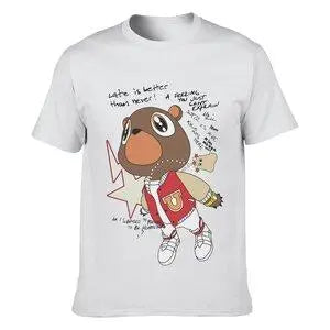 Graduation Bear Graphic Tee, Y2K Rap Streetwear T-Shirt, Unisex Crew Neck, Vintage Hip-Hop Graphic, Sports Style, Casual Cotton Fit, Shortsleeve, Round Neck