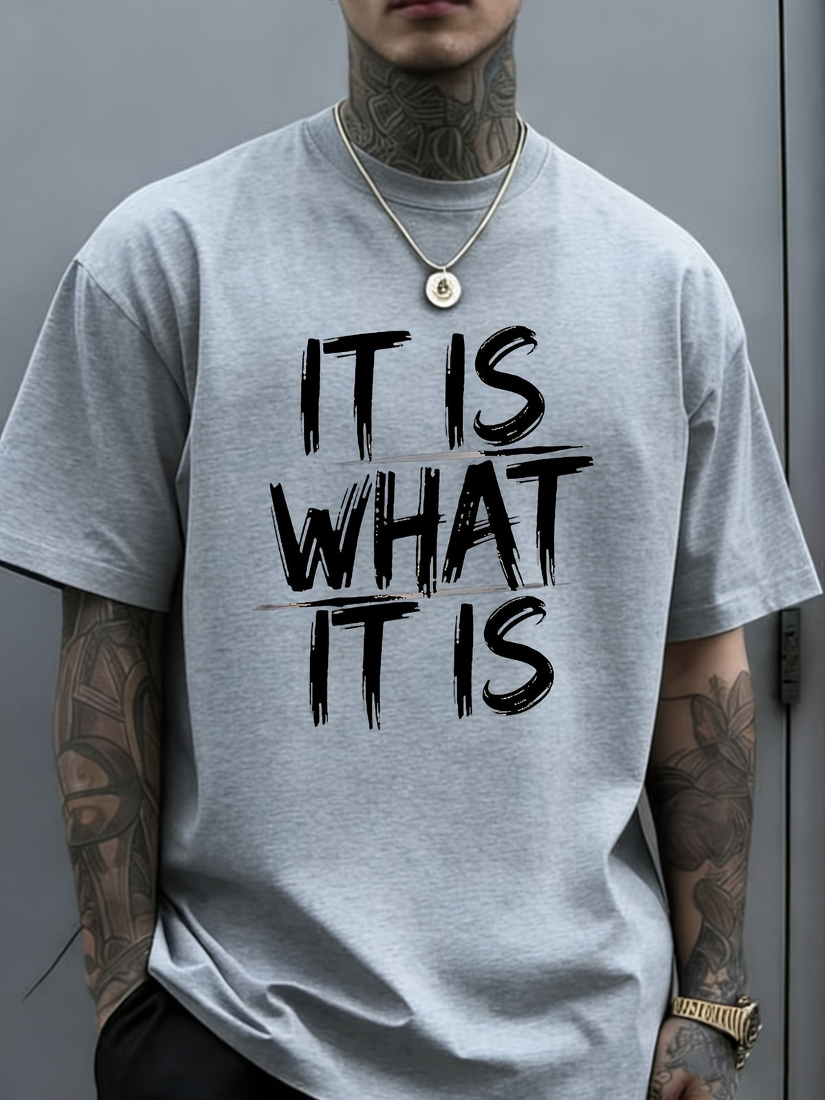 It Is What It Is Quote Men'S Casual Crew Neck Short Sleeve T-Shirt for Summer Can Be Worn by Both Men And Unisexianai Breathable Sweat-Wicking And Soft Suitable for Daily Commutes Lounging at Home And Casual Wear Matching Outfits for Couples to Anno