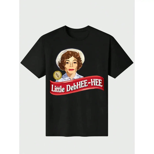 Men's Little Debhee Hee Debbie Parody Meme Fitted T-Shirt, 180g Pure Heavy Cotton Fabric, Digital Print Male Clothing Funny Casual Top