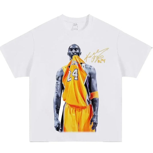 Men's Retro Kobe Bite Character Short-Sleeve Classic  T-Shirt - Oversized Menswear Signature Pattern Casual Summer Street Gym Top, Soft Fabric, streetwear, tiktok shop deals, graphic shirts, vintage shirts, guys gifts, summer clothes, gifts for him,