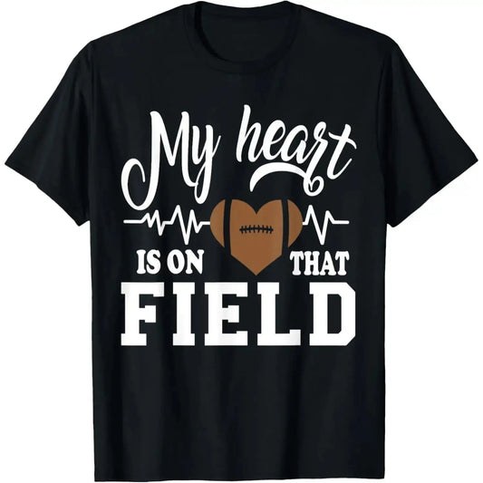 Women's Short-Sleeve Round Neck Casual Fit Football Mom Print T-Shirt - For Fans Whose Heart Belongs On The Field With Their Player