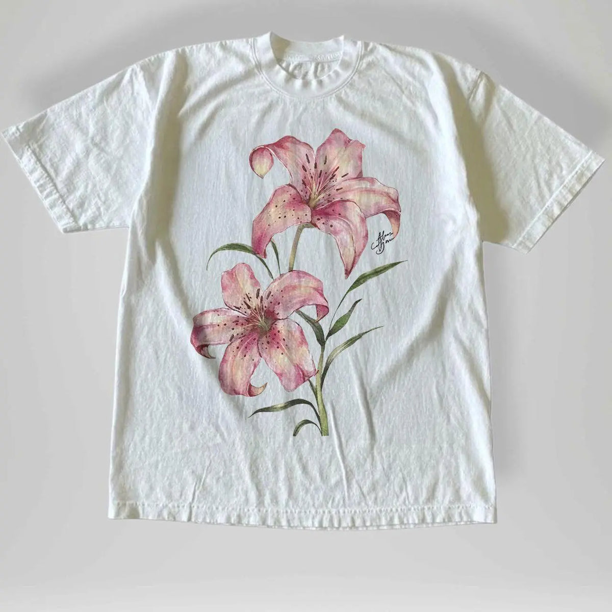 Gildan Men's and Women's T-shirt, Vintage Style Pink Lily Floral Graphic Tee, Unisex T-shirt, Gift T-shirt, Y2k Unisex Graphic Tees Gothic Grunge Emo Scene Amity Affliction Style Clothes Menswear Womenswear Streetwear