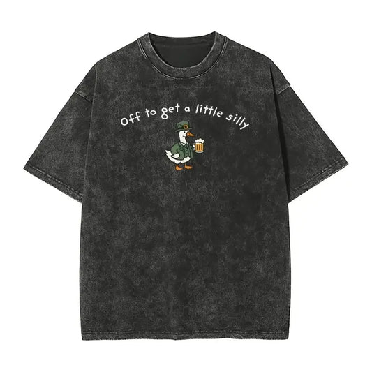 Men's Vintage Cotton Round Neck Graphic T-Shirt - Mens Clothing, Casual Unisex Top, "Off to get a little silly" Shamrock Print, St. Patrick’s Day Gift for Him, Men's Graphic Tees, Vintage Shirts, Everyday Wear