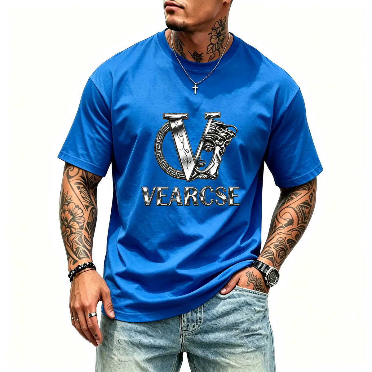 men's stylish pure cotton round-neck casual printed T-shirt, suitable for both men and women, perfect for fashionable and relaxed summer outfits. Streetwear Crewneck,sohochic