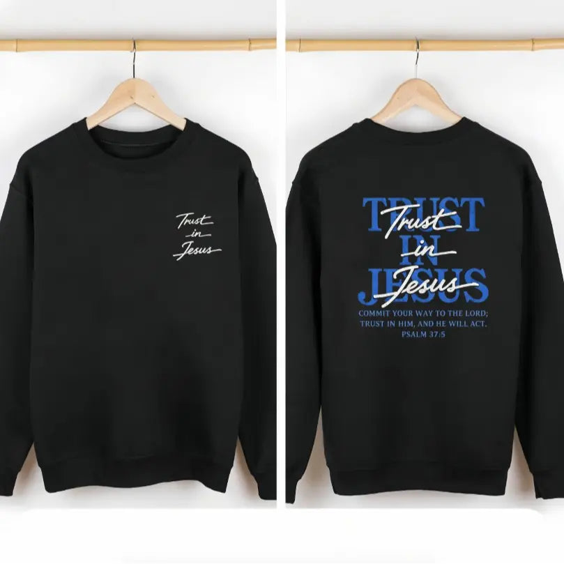 Women's Cotton Oversized Round Neck Casual Tshirt Top - Psalm 37:5 "Trust in Jesus" Bible Verse Design, Faith-Based Gift for Ladies,sohochic