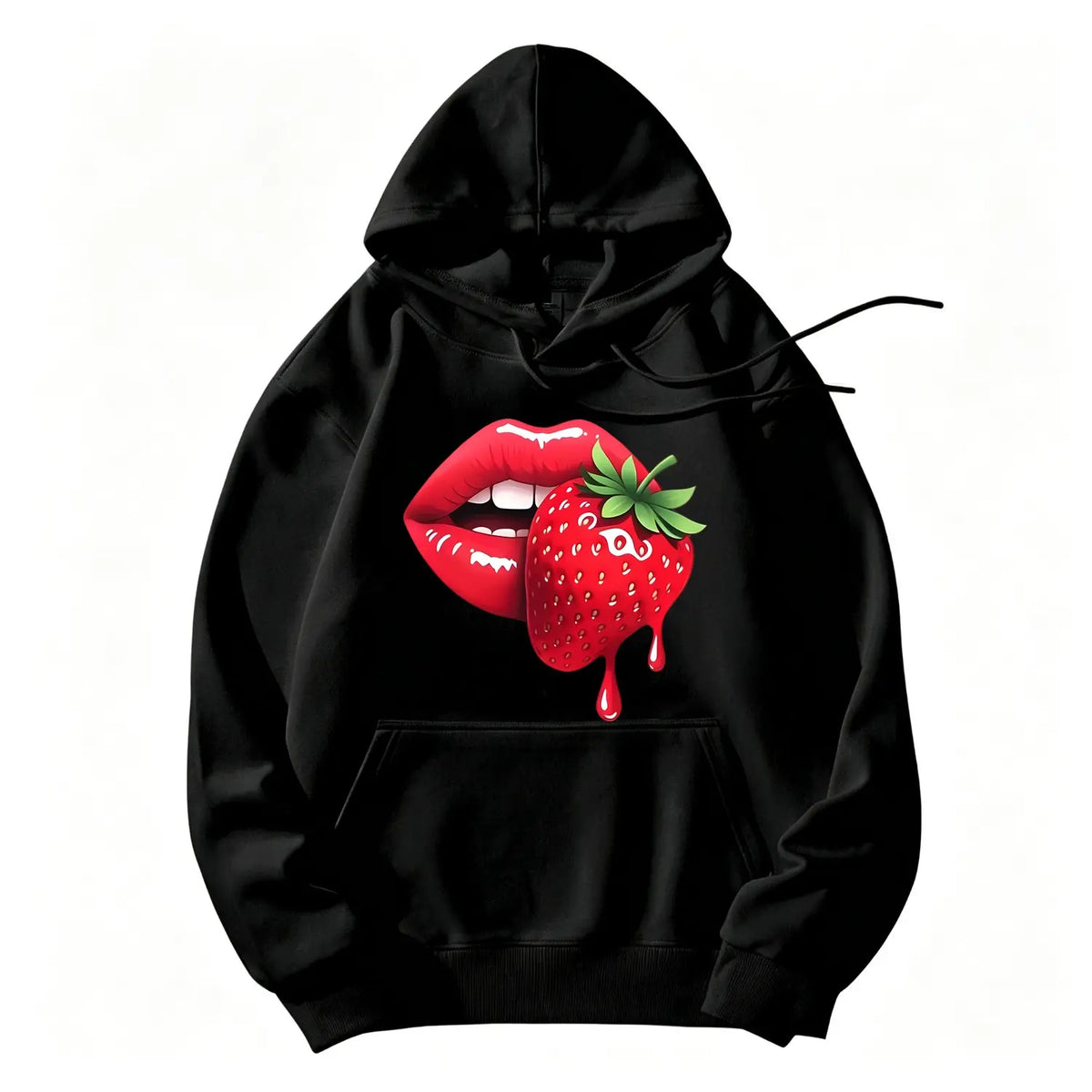Women S Casual T Shirt Featuring Strawberry Lip Print Comfortable Fit Short Sleeve Machine Washable Ideal for Spring Summer and Fall Perfect Gift for Sisters