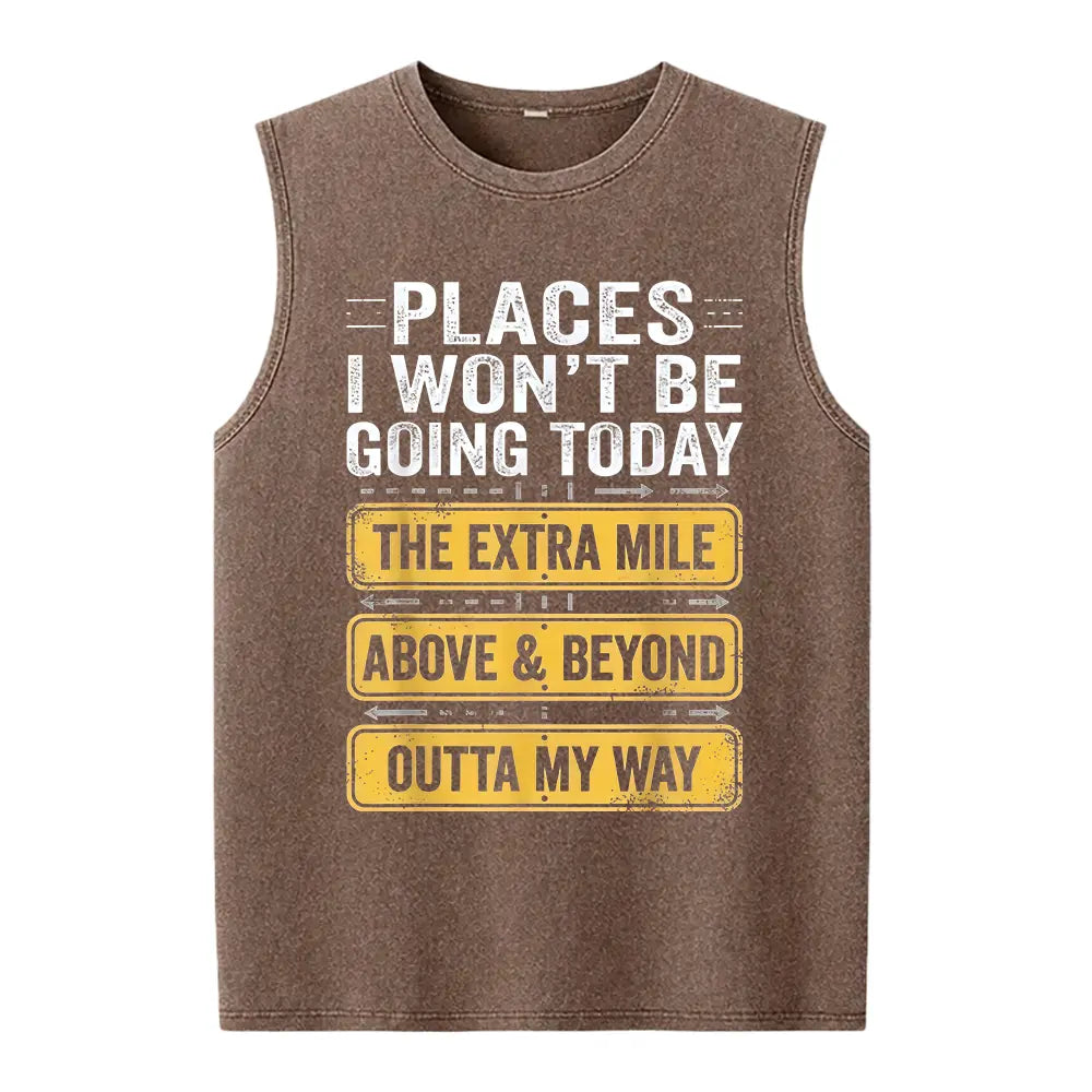 Men's Funny "Places I Won't Be Going Today" T-Shirt - Humorous Slogan Print, Soft Breathable Round Neck Short Sleeve Tee Suitable for Casual Wear