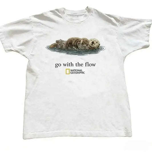 100% Cotton "Go with the Flow" Unisex T-Shirt, Gift, Cute Tops, Tops For Women Boxy Tee