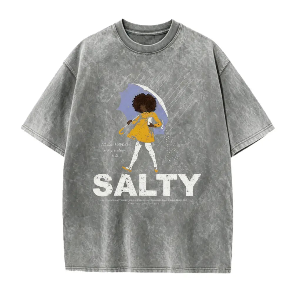 Black Salty girl with umbrella T-Shirt | Rainy day| Sarcastic Funny Shirt| Women's Vintage Tee| African American| Gift For Black Women
