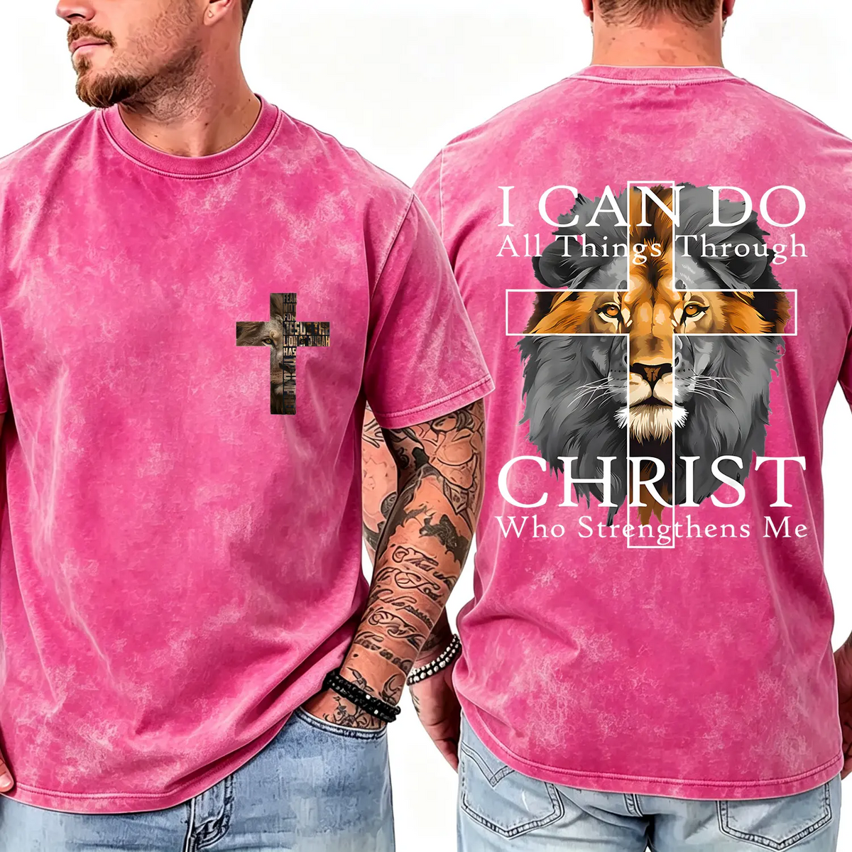 4th Strong Lion With Cross Christian Faith Inspirational T-Shirt 4th