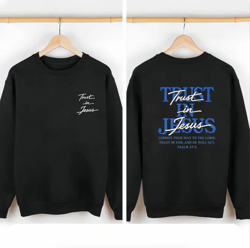 Women's Cotton Oversized Round Neck Casual Tshirt Top - Psalm 37:5 "Trust in Jesus" Bible Verse Design, Faith-Based Gift for Ladies,sohochic