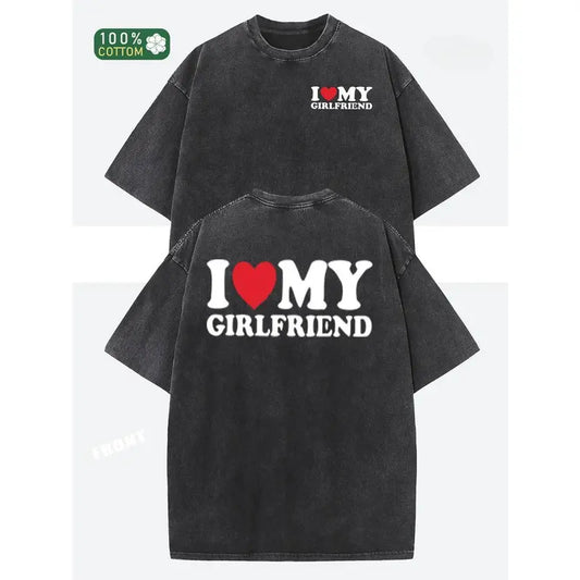 Menswear Oversized Distressed Casual Festive Alphabet Print Pure Cotton Short-Sleeve Round-Neck Loose Hip-Hop Retro Street Basic Top for Men and Women (Autumn-Summer Wear)