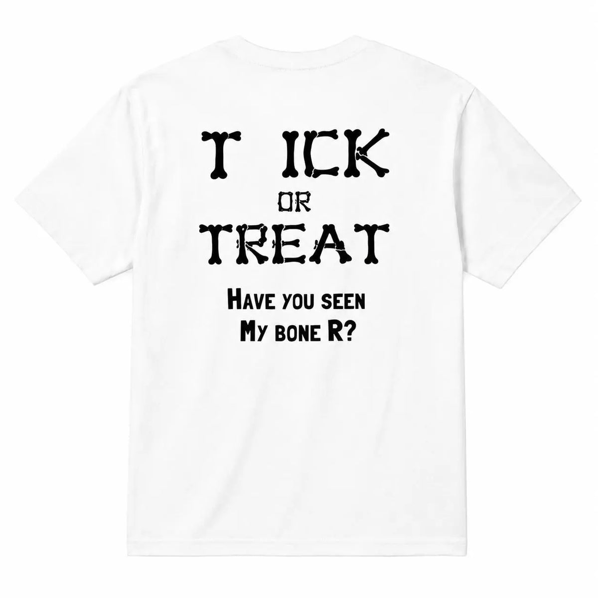 Men's Fun "Trick or Treat" Halloween T-Shirt with Bone-Style Lettering – Humorous, Quirky Graphic Short-Sleeve Casual Holiday Tee